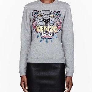 Kenzo Gray Tiger Embroidered Sweatshirt/Hoodie